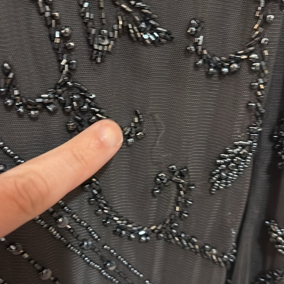 Pisarro Nights Beaded Column V Neck Gown in Slate SZ 14 VGUC - Picture 9 of 10